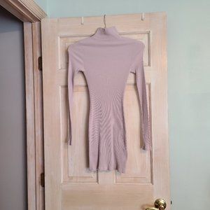 Free People Around Town Mini Ribbed Mock Dress Lavendar Small